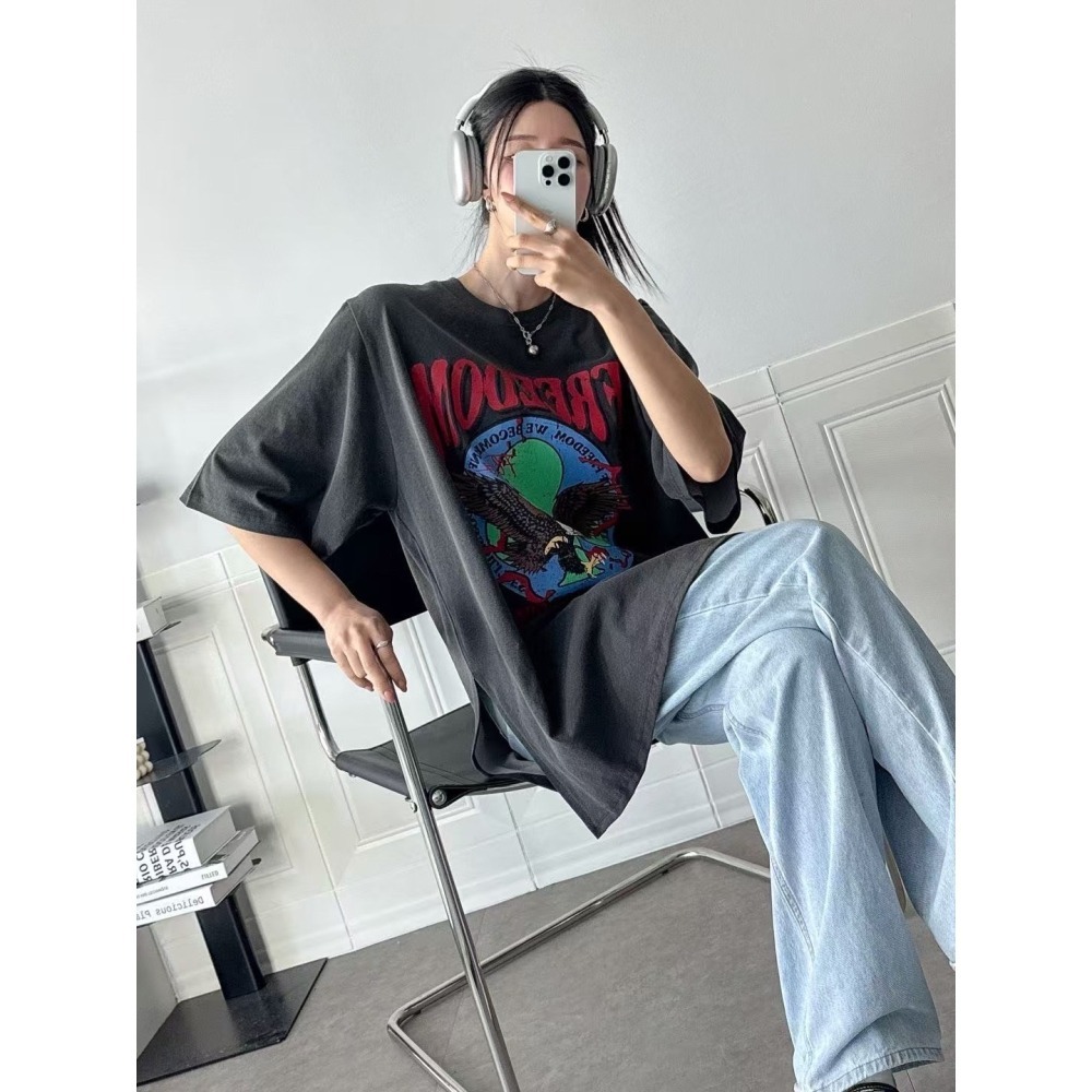 ✈️灰黑1-正韓🇰🇷//美式老鷹印圖大T~4.13-細節圖6