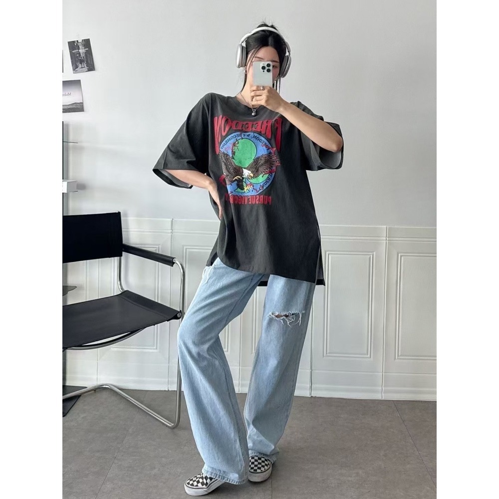 ✈️灰黑1-正韓🇰🇷//美式老鷹印圖大T~4.13-細節圖7