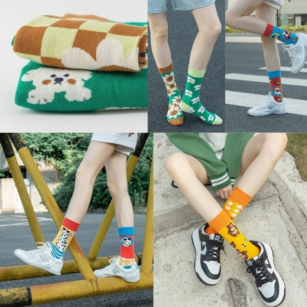 ✈️現貨-//穿搭選品//不對稱AB鴛鴦襪 中筒襪-細節圖4