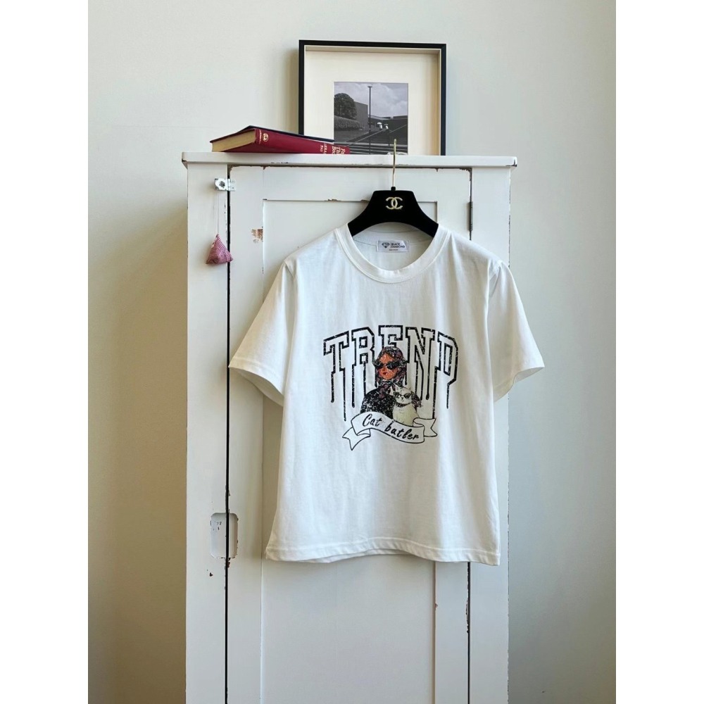 ✈️現貨-正韓🇰🇷//TREND刷舊女愛貓圖T恤~3色-細節圖5