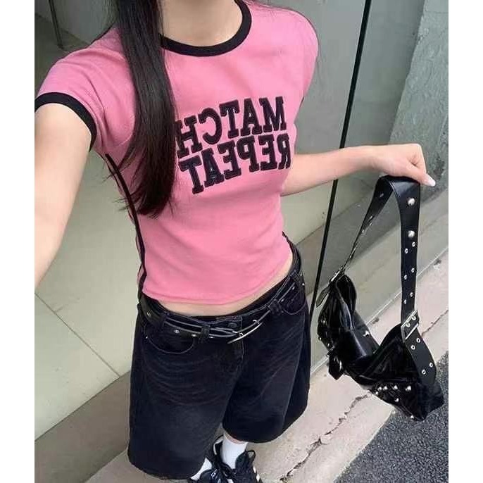 ✈️粉S現貨-//WGWE家//英字滾邊短版Tee-規格圖10