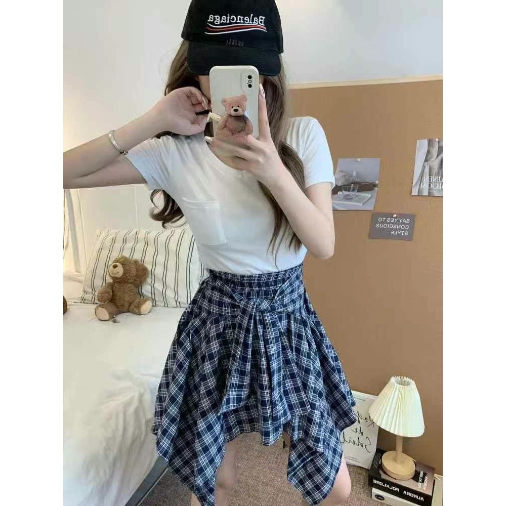 ✈️黑S現貨1-//WGWE家//綁帶造型格紋褲裙~6.1-細節圖2