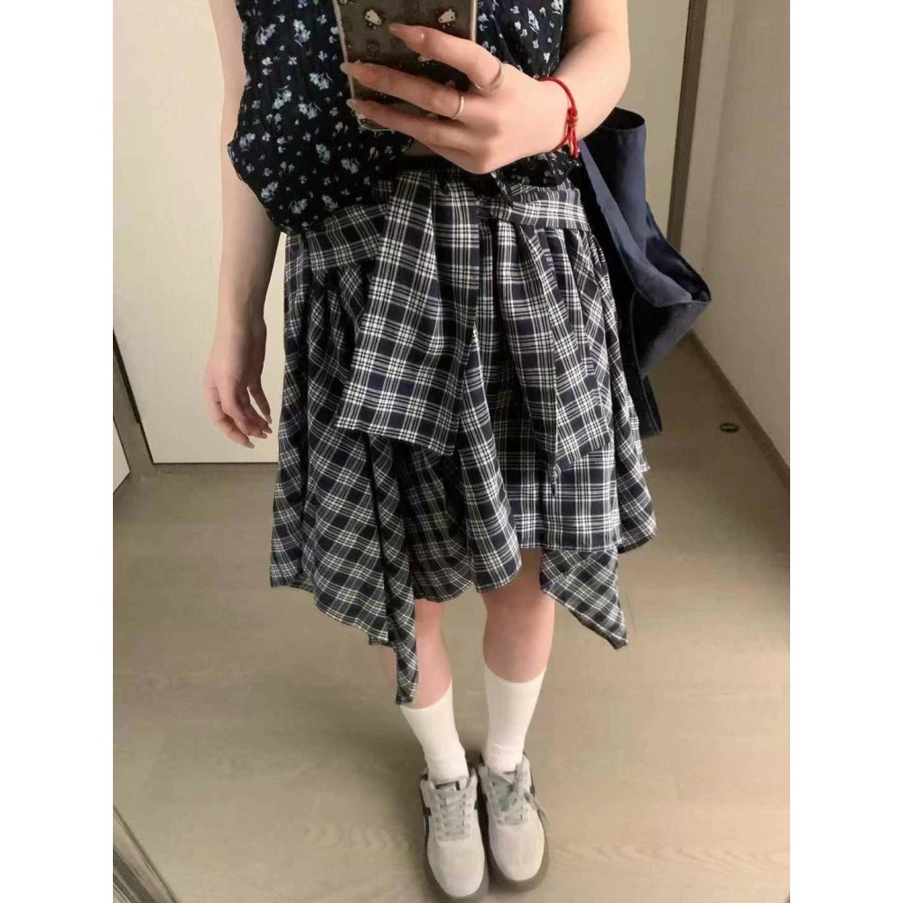✈️黑S現貨1-//WGWE家//綁帶造型格紋褲裙~6.1-細節圖4