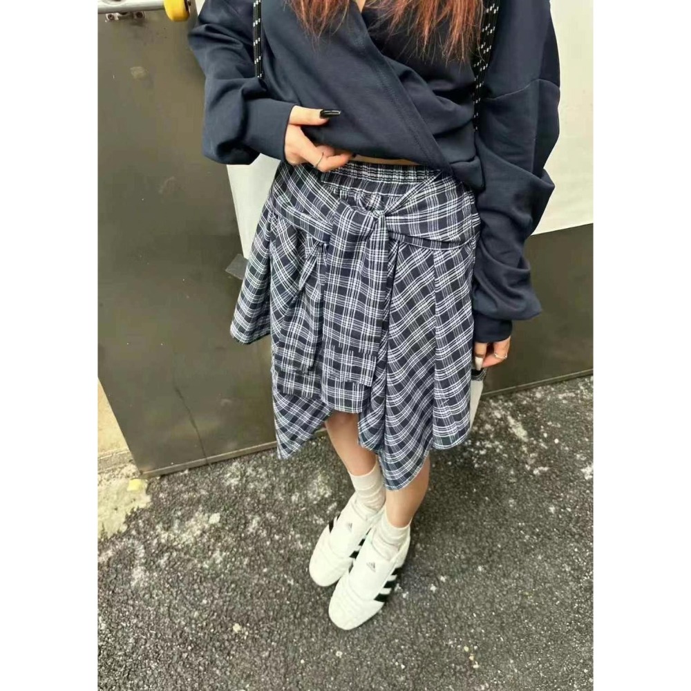 ✈️黑S現貨1-//WGWE家//綁帶造型格紋褲裙~6.1-細節圖5