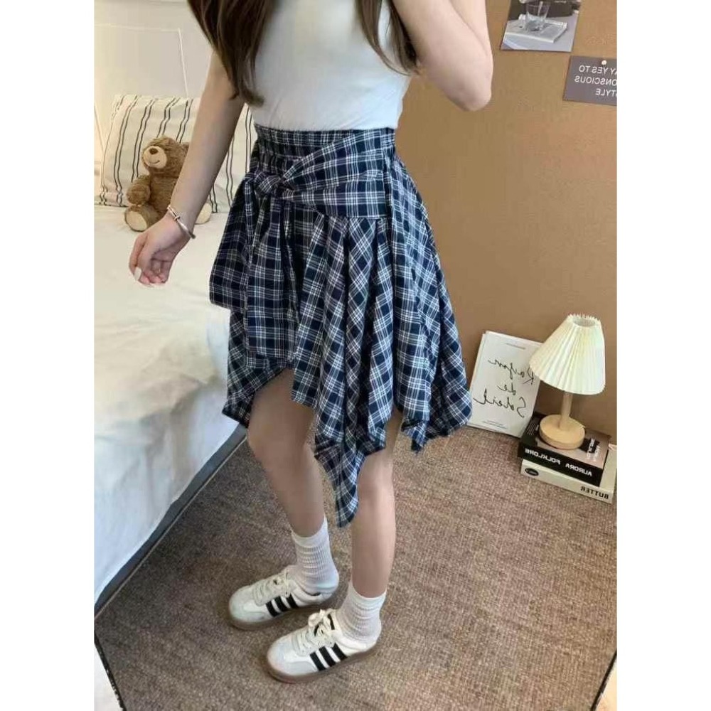 ✈️黑S現貨1-//WGWE家//綁帶造型格紋褲裙~6.1-細節圖6