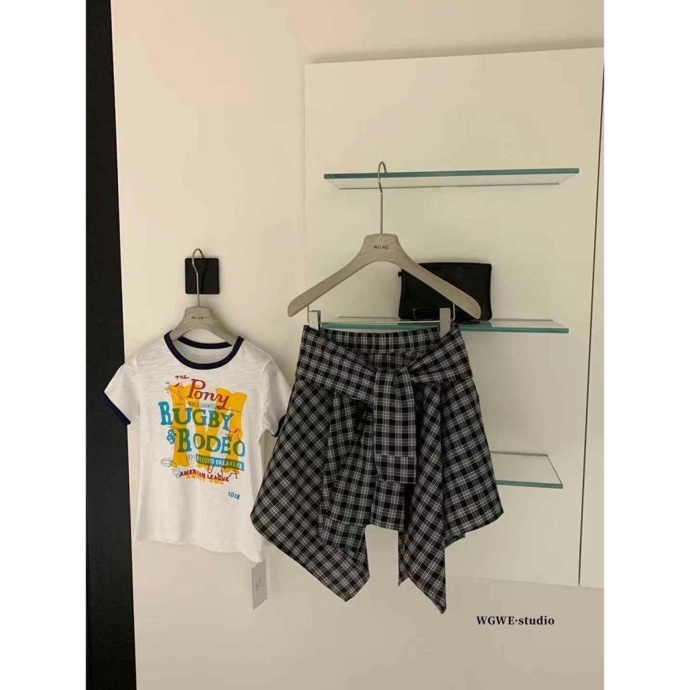 ✈️黑S現貨1-//WGWE家//綁帶造型格紋褲裙~6.1-細節圖8