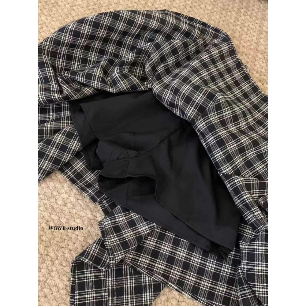 ✈️黑S現貨1-//WGWE家//綁帶造型格紋褲裙~6.1-細節圖9