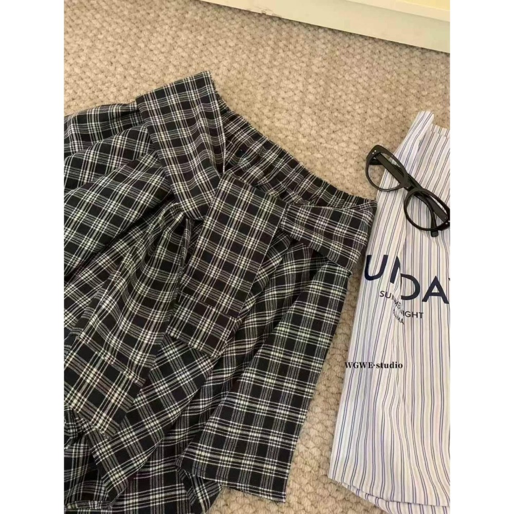 ✈️黑S現貨1-//WGWE家//綁帶造型格紋褲裙~6.1-細節圖10