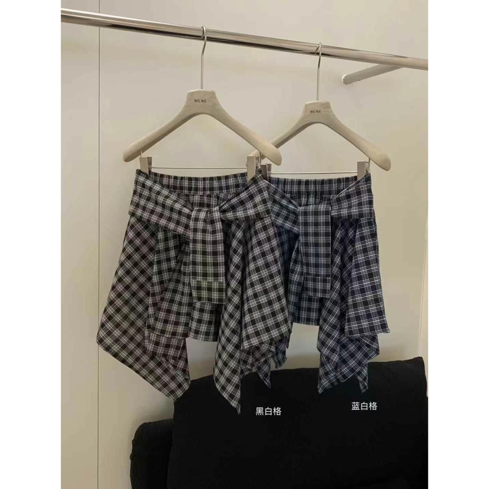 ✈️黑S現貨1-//WGWE家//綁帶造型格紋褲裙~6.1-細節圖11