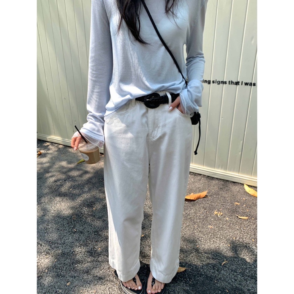 ✈️M碼現貨-//HOO家//附编织腰帶闊腿白褲~6.10-細節圖4