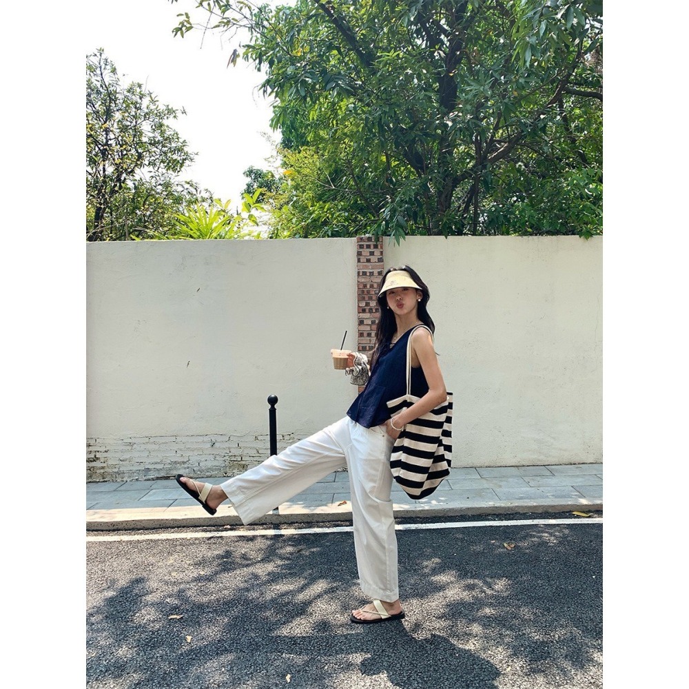 ✈️M碼現貨-//HOO家//附编织腰帶闊腿白褲~6.10-細節圖9