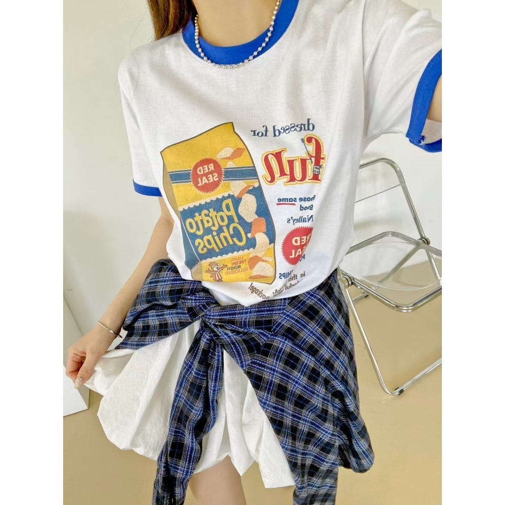 ✈️現貨-正韓🇰🇷//臭臉歐巴//洋芋片印花跳色T恤-細節圖4