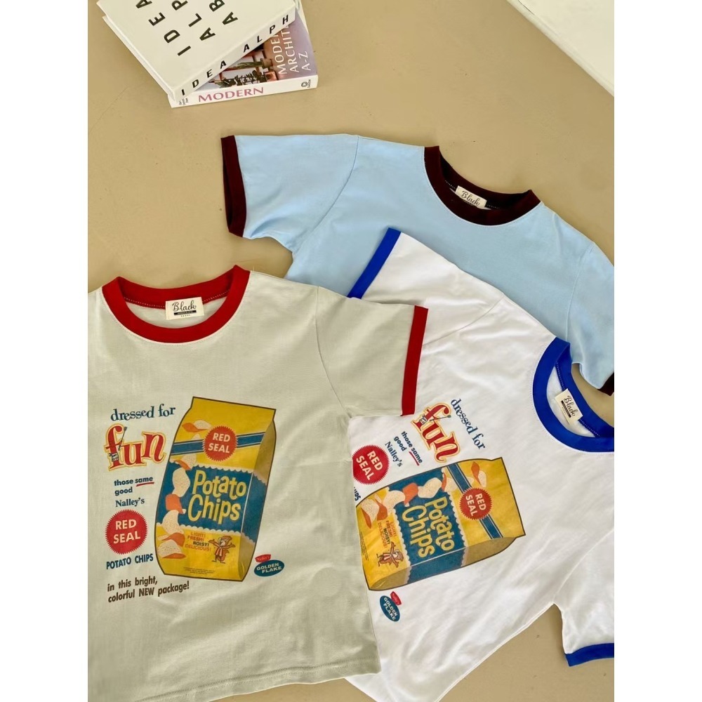 ✈️現貨-正韓🇰🇷//臭臉歐巴//洋芋片印花跳色T恤-細節圖7