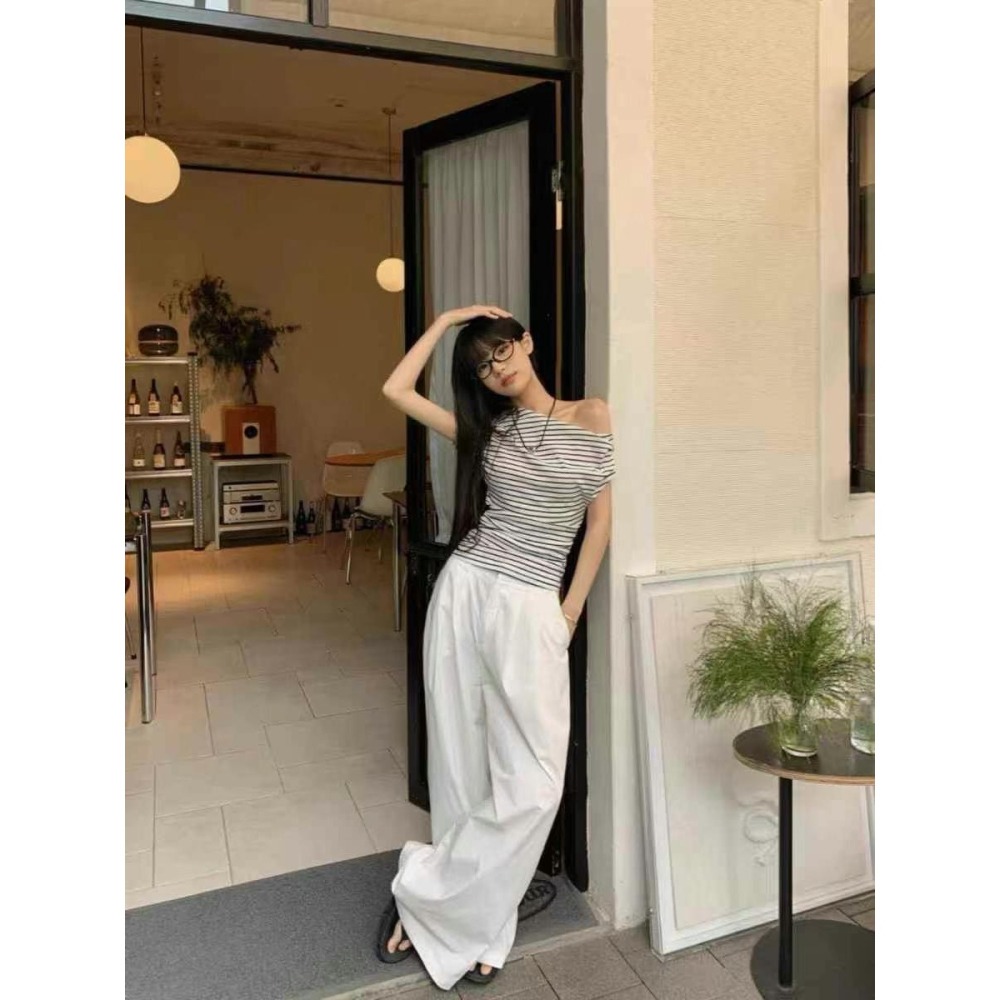 ✈️S碼現貨-//WGWE//一字斜肩條紋上衣~6.28-細節圖4