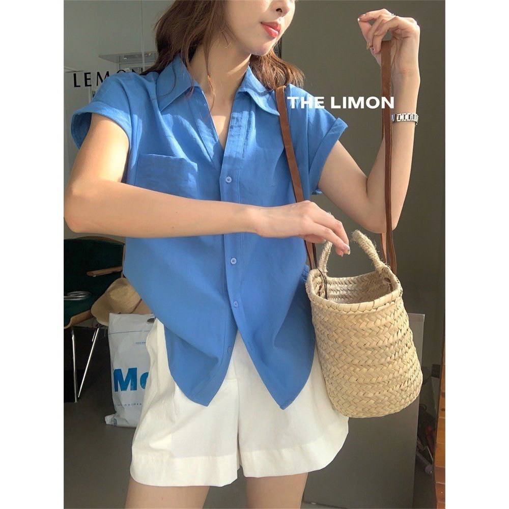 ✈️韓藍現貨-//檸檬家🍋//質感棉麻涼感短袖襯衫~7.13-細節圖2