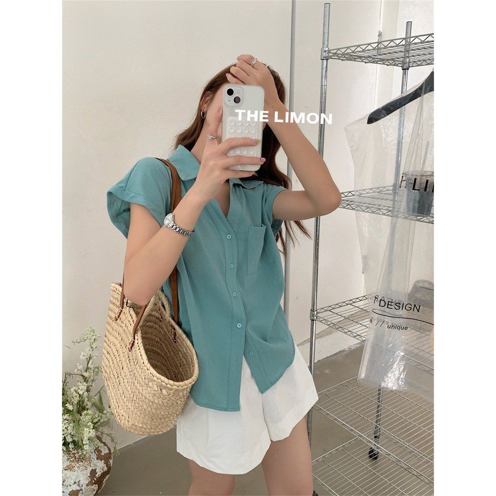 ✈️韓藍現貨-//檸檬家🍋//質感棉麻涼感短袖襯衫~7.13-細節圖3