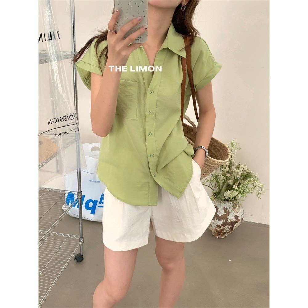 ✈️韓藍現貨-//檸檬家🍋//質感棉麻涼感短袖襯衫~7.13-細節圖4
