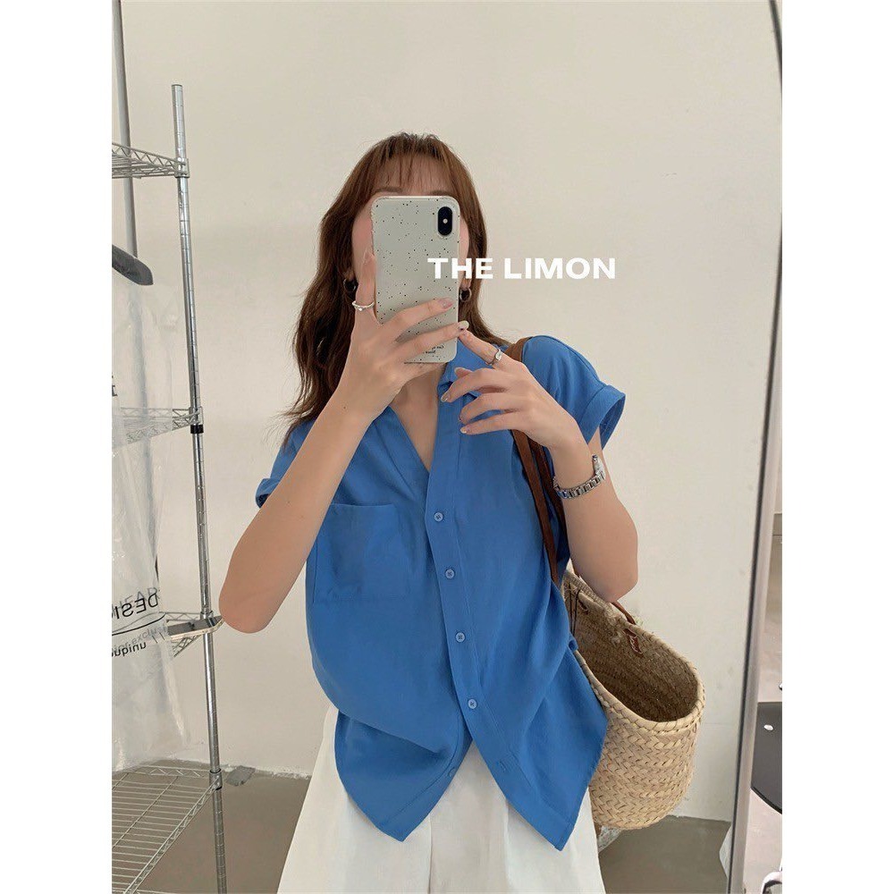 ✈️韓藍現貨-//檸檬家🍋//質感棉麻涼感短袖襯衫~7.13-細節圖8