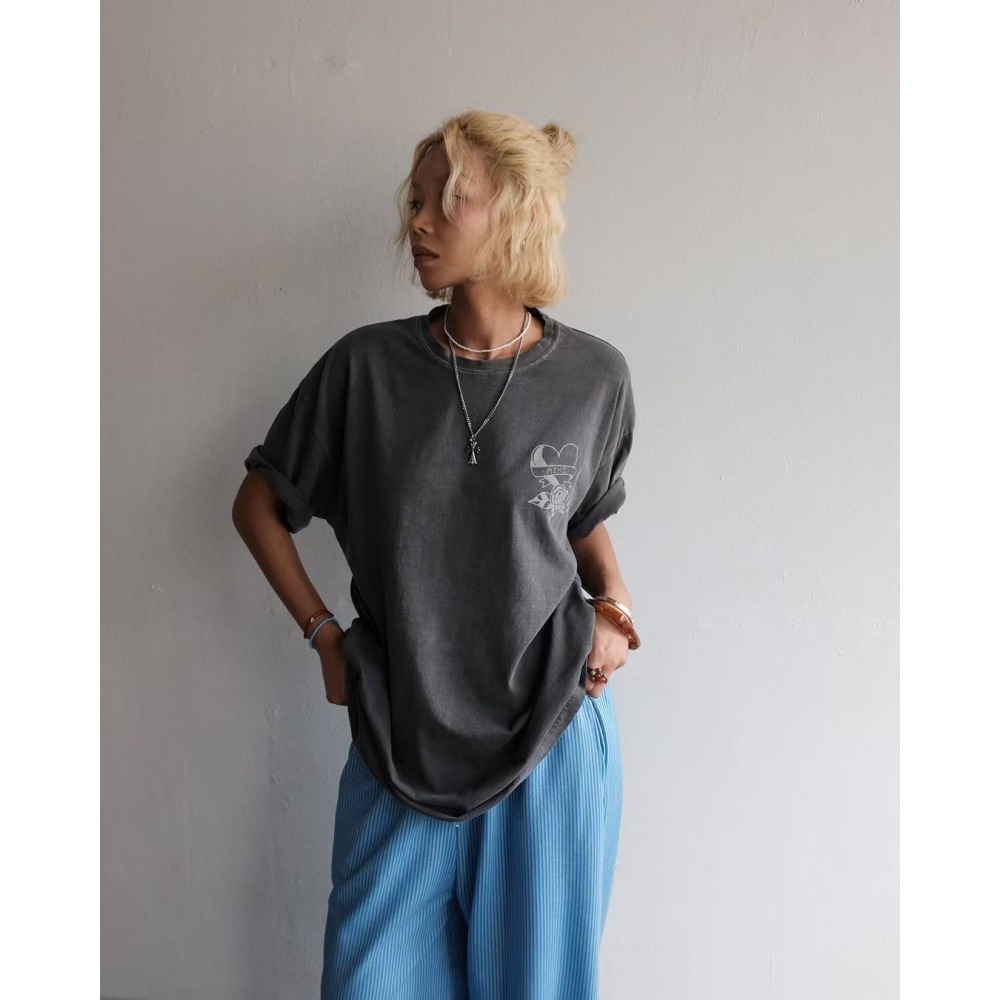 ✈️現貨-正韓🇰🇷//Mini closet//塗鴉玫瑰大版感Tee~7.20-細節圖6