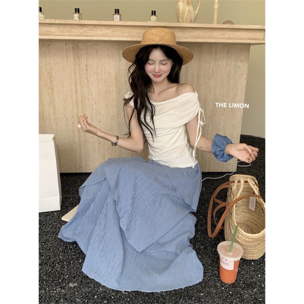 ✈️白現貨1-//檸檬家🍋//一字領側抽繩綁帶上衣~7.28-細節圖4