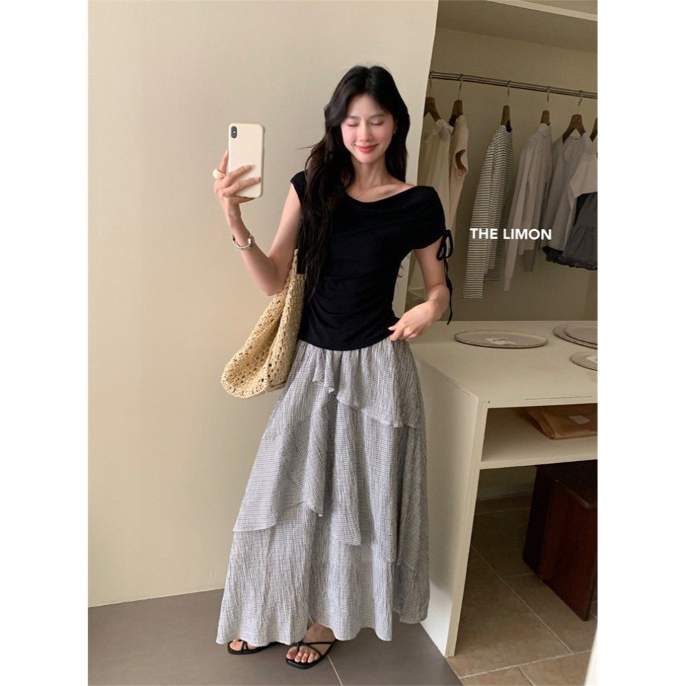 ✈️白現貨1-//檸檬家🍋//一字領側抽繩綁帶上衣~7.28-細節圖7