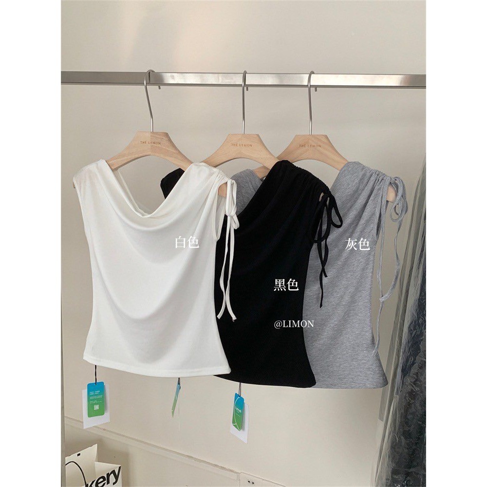 ✈️白現貨1-//檸檬家🍋//一字領側抽繩綁帶上衣~7.28-細節圖11