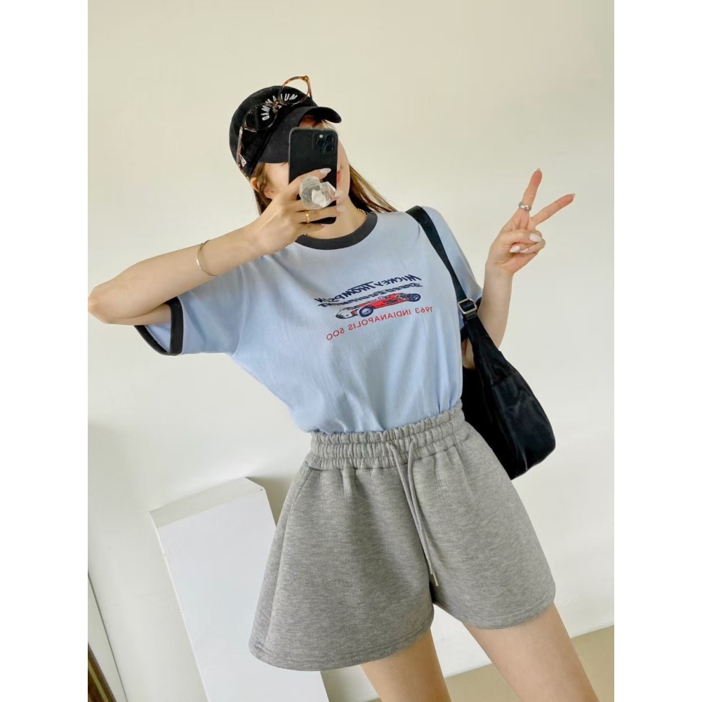 ✈️現貨-韓國🇰🇷//臭臉歐巴//太空棉挺版高腰寬褲裙短褲~9.3-細節圖4