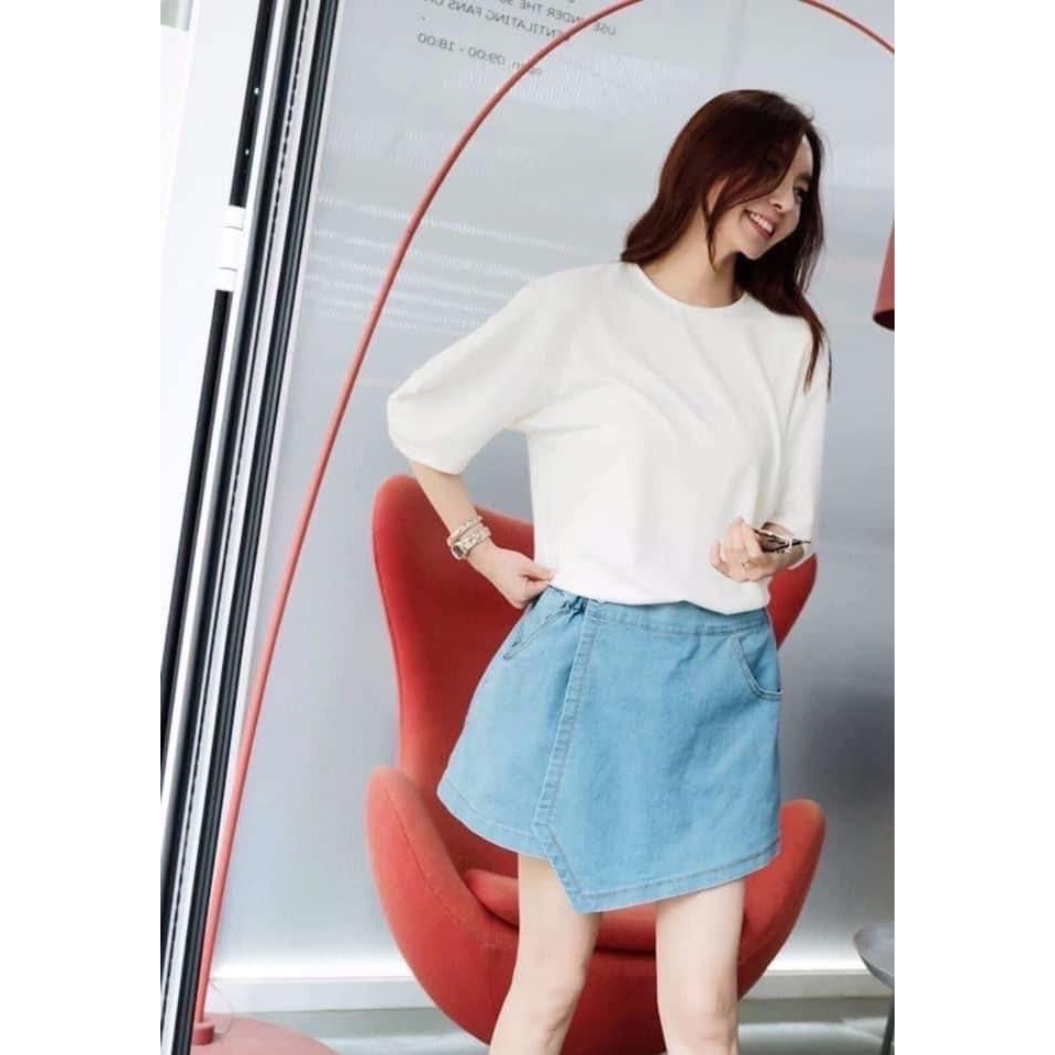 ✈️現貨-韓國🇰🇷// 側扣牛仔褲裙-細節圖4