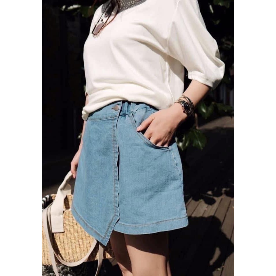 ✈️現貨-韓國🇰🇷// 側扣牛仔褲裙-細節圖5