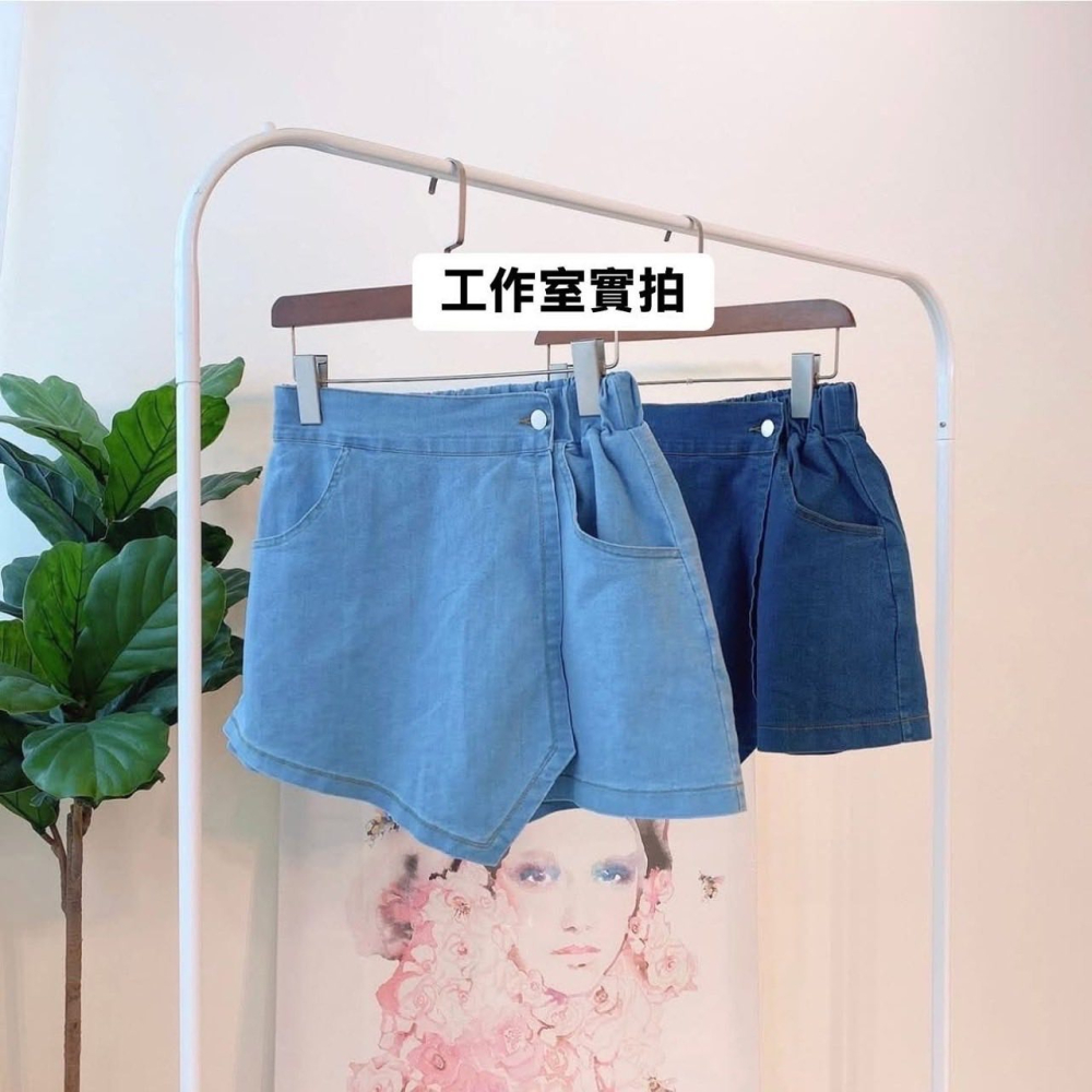 ✈️現貨-韓國🇰🇷// 側扣牛仔褲裙-細節圖8