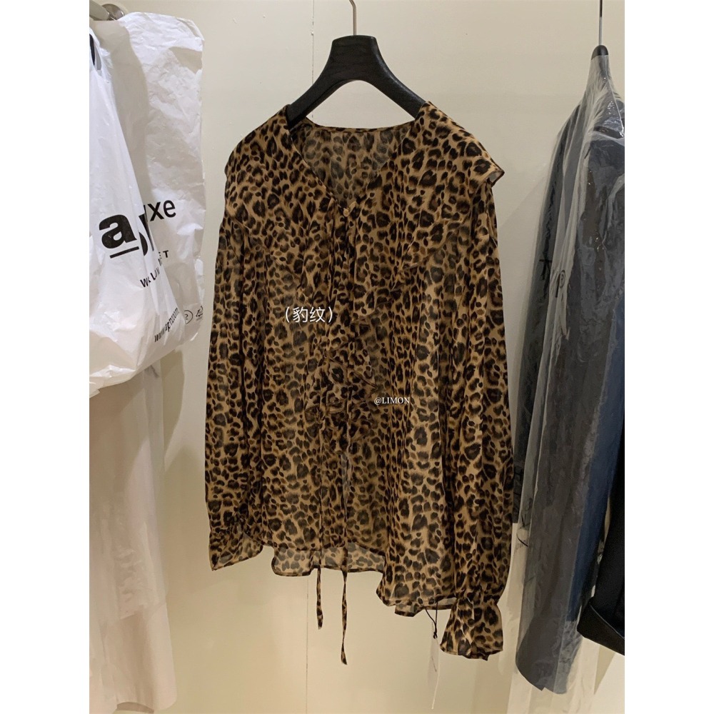 ✈️現貨-//檸檬家🍋//豹紋雪紡V領上衣~11.5-細節圖9