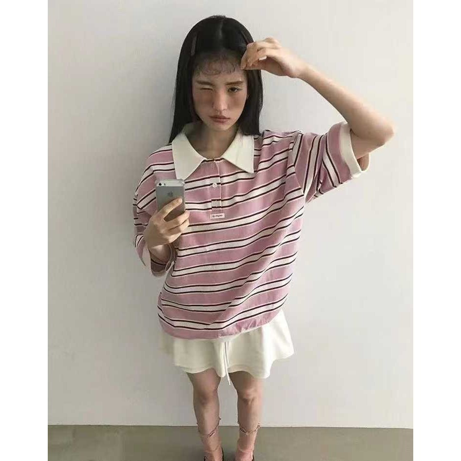 ✈️藍現貨-//WGWE家//條紋POLO領上衣~11.10-細節圖2