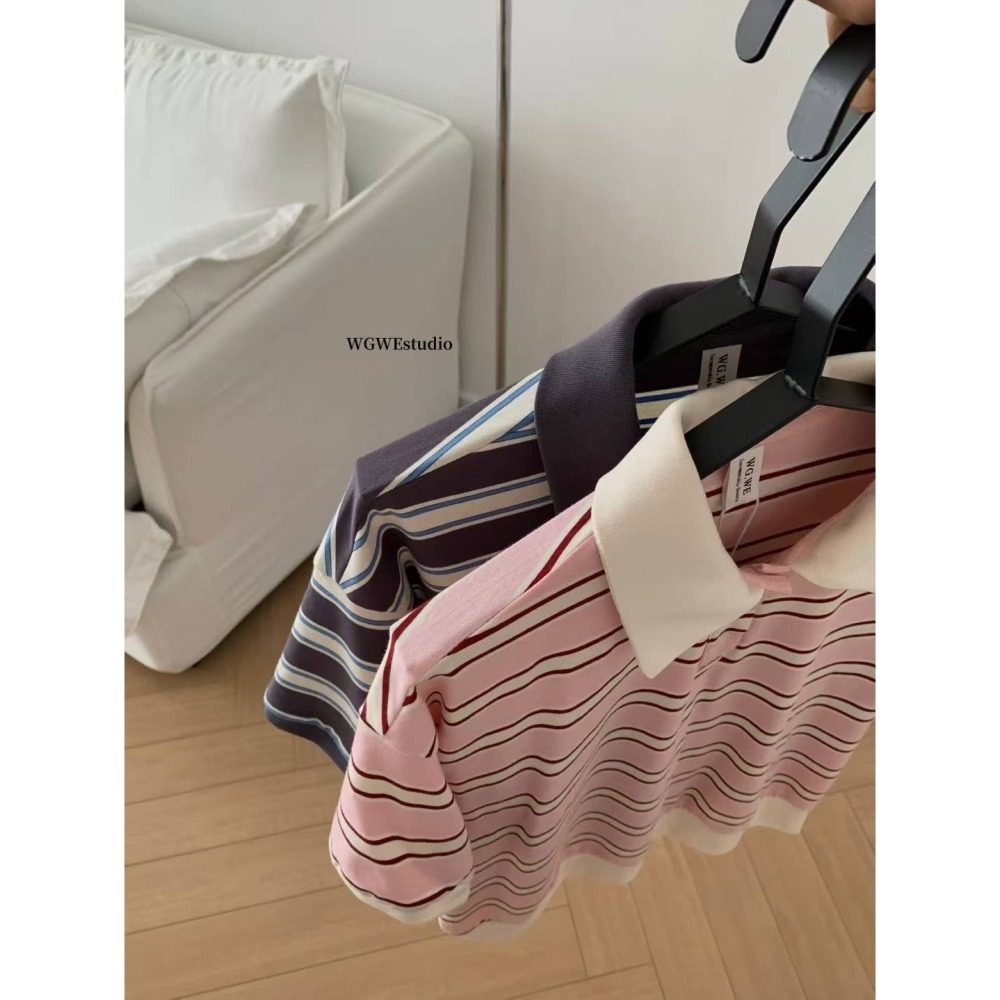 ✈️藍現貨-//WGWE家//條紋POLO領上衣~11.10-細節圖10