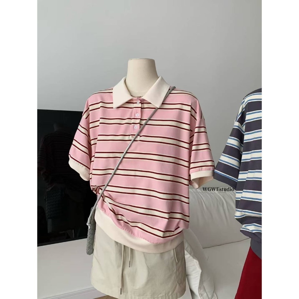 ✈️藍現貨-//WGWE家//條紋POLO領上衣~11.10-規格圖11