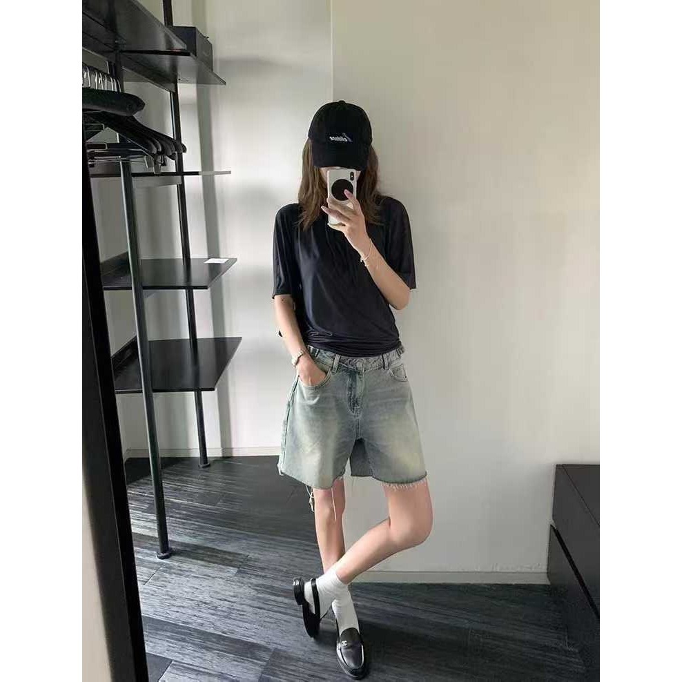 ✈️L碼現貨-WGWE家//復古刷色牛仔短褲~11.15-細節圖3