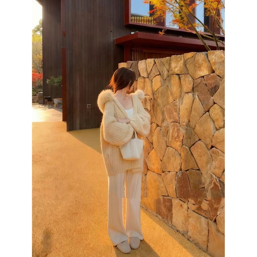 ✈️預購-// YJ家//可拆毛毛連帽針織外套~12.15-細節圖2