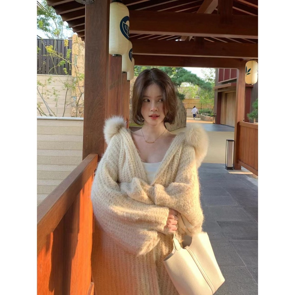 ✈️預購-// YJ家//可拆毛毛連帽針織外套~12.15-細節圖3