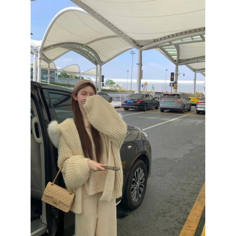 ✈️預購-// YJ家//可拆毛毛連帽針織外套~12.15-細節圖4