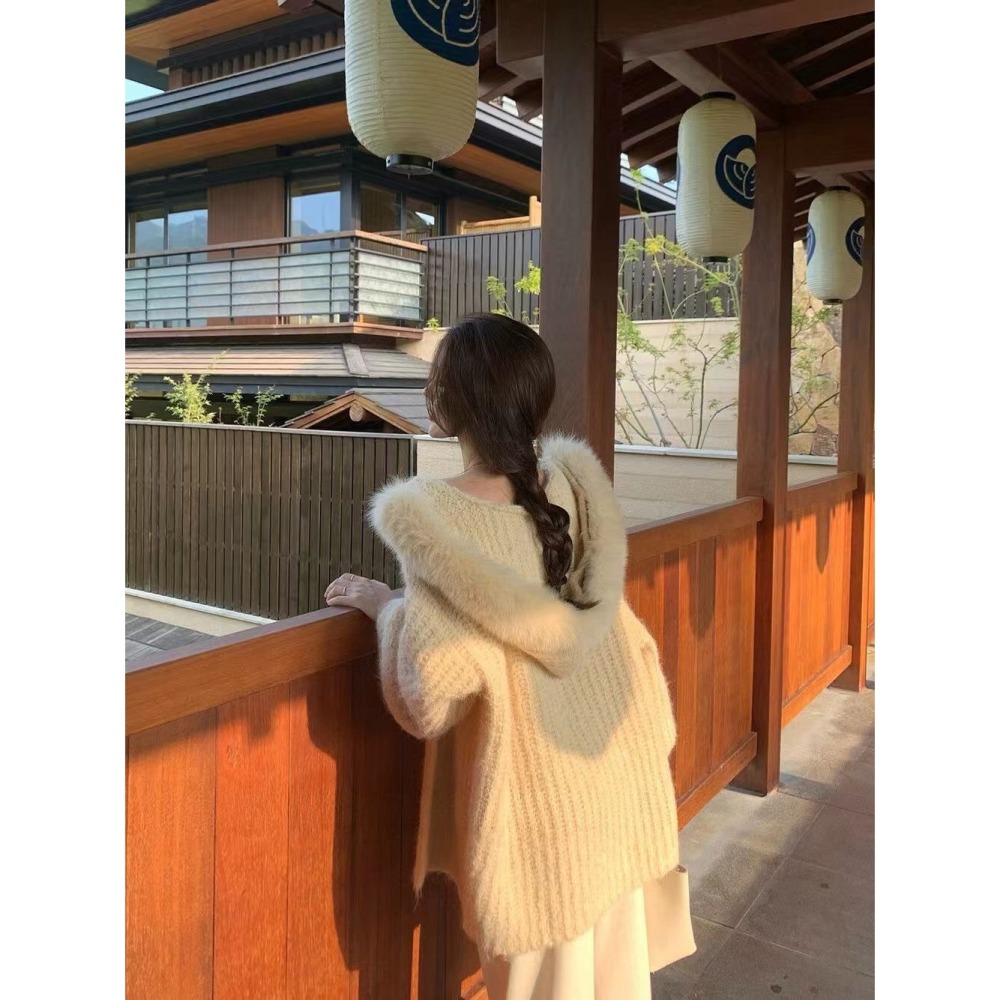 ✈️預購-// YJ家//可拆毛毛連帽針織外套~12.15-細節圖6