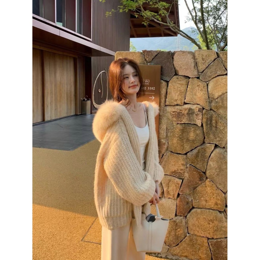 ✈️預購-// YJ家//可拆毛毛連帽針織外套~12.15-細節圖7