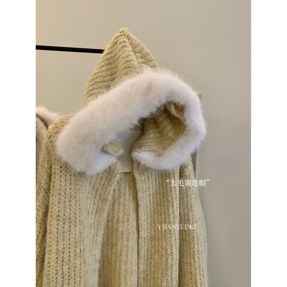 ✈️預購-// YJ家//可拆毛毛連帽針織外套~12.15-細節圖8