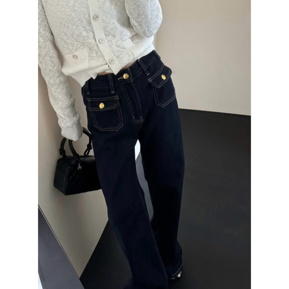 ✈️預購-//WGWE家//前袋設計高腰直筒牛仔褲~12.20-細節圖2