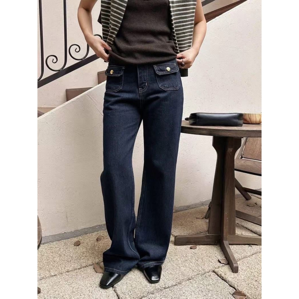 ✈️預購-//WGWE家//前袋設計高腰直筒牛仔褲~12.20-細節圖3