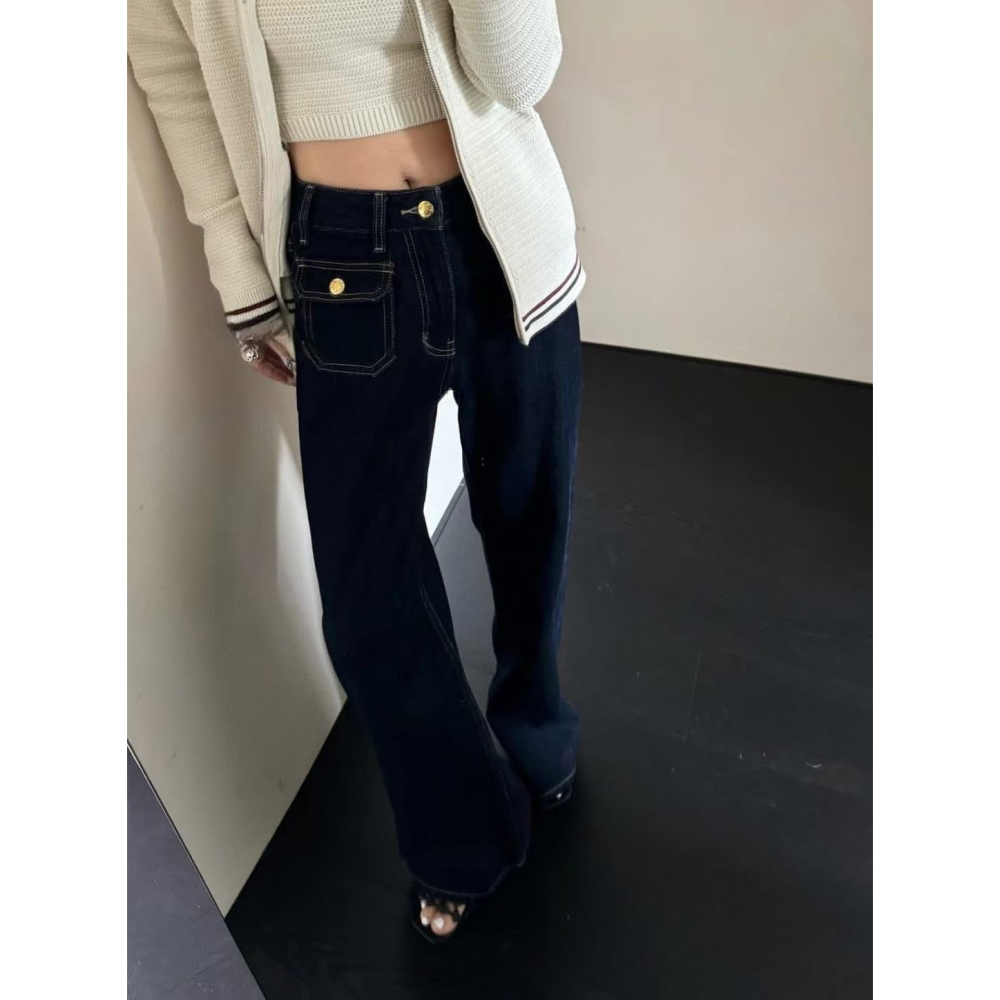 ✈️預購-//WGWE家//前袋設計高腰直筒牛仔褲~12.20-細節圖4