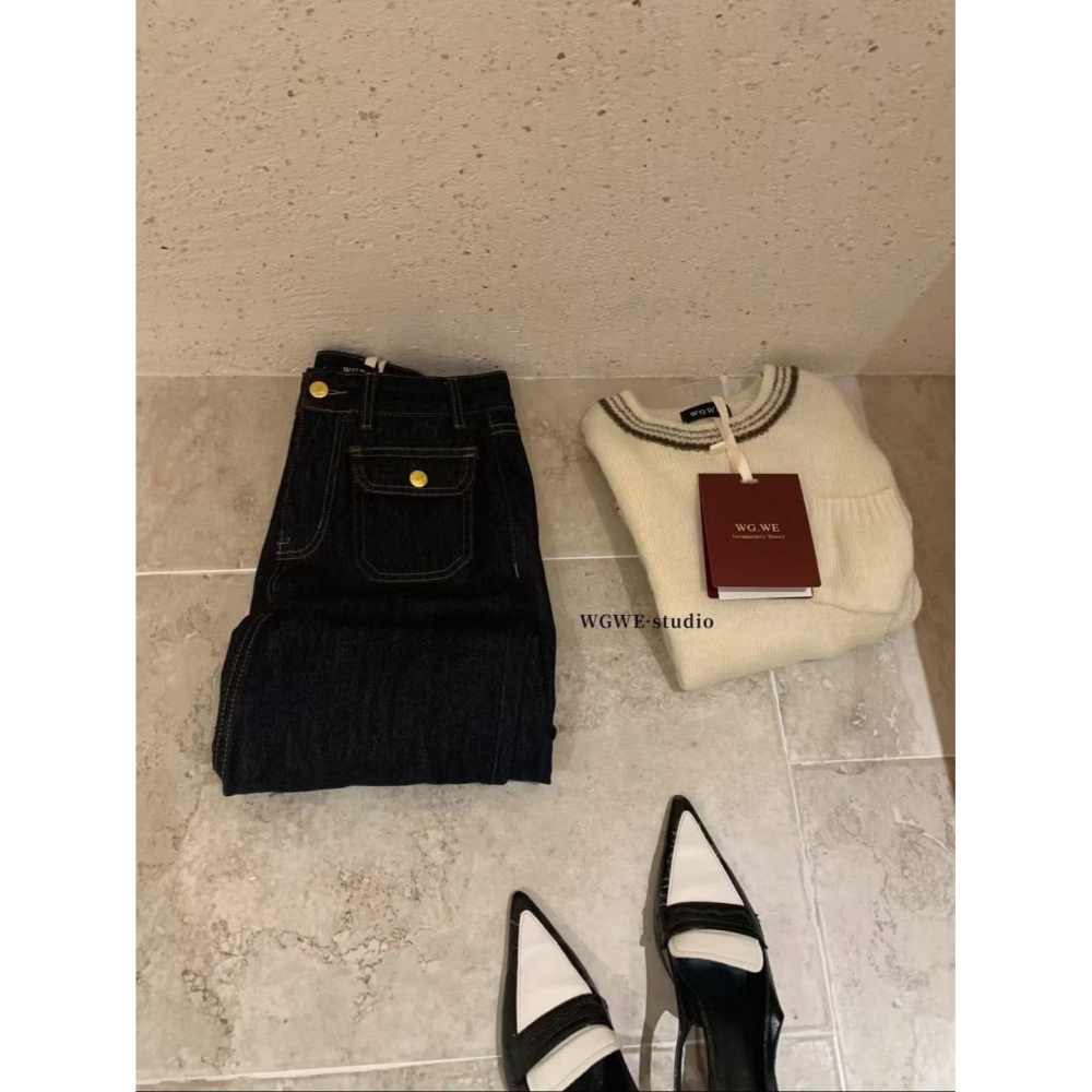 ✈️預購-//WGWE家//前袋設計高腰直筒牛仔褲~12.20-細節圖10