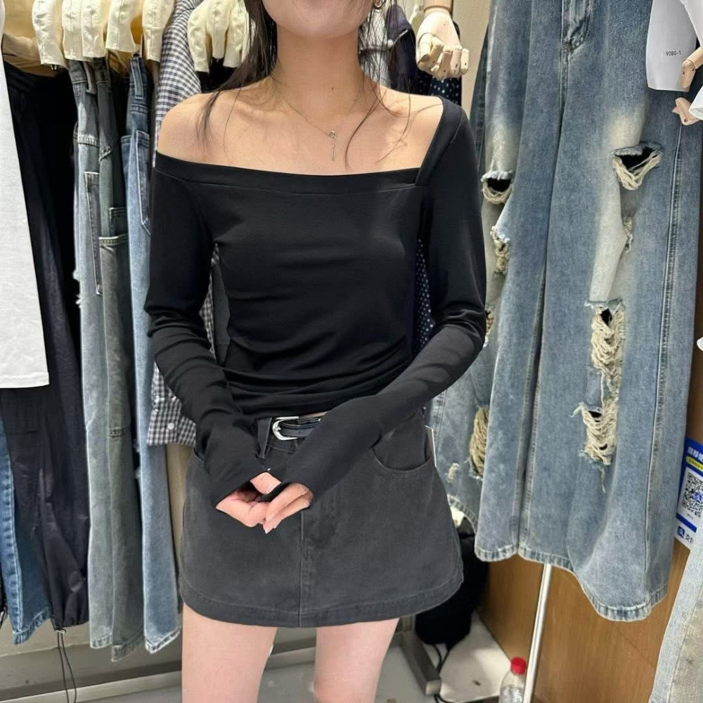 ✈️預購-//WGWE家//黑灰色調顯瘦牛仔半身裙~12.20-細節圖4