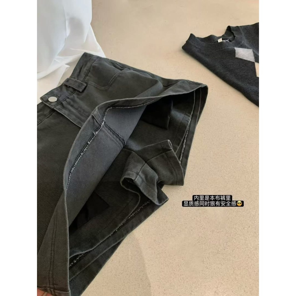 ✈️預購-//WGWE家//黑灰色調顯瘦牛仔半身裙~12.20-細節圖6