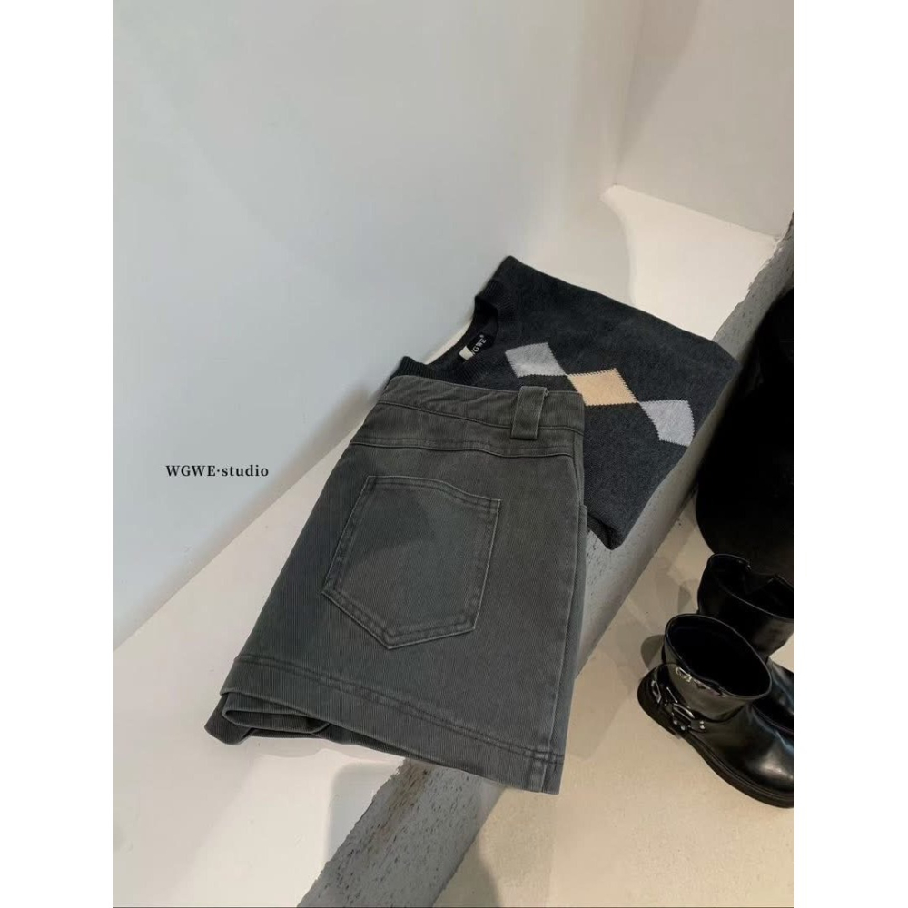 ✈️預購-//WGWE家//黑灰色調顯瘦牛仔半身裙~12.20-細節圖7