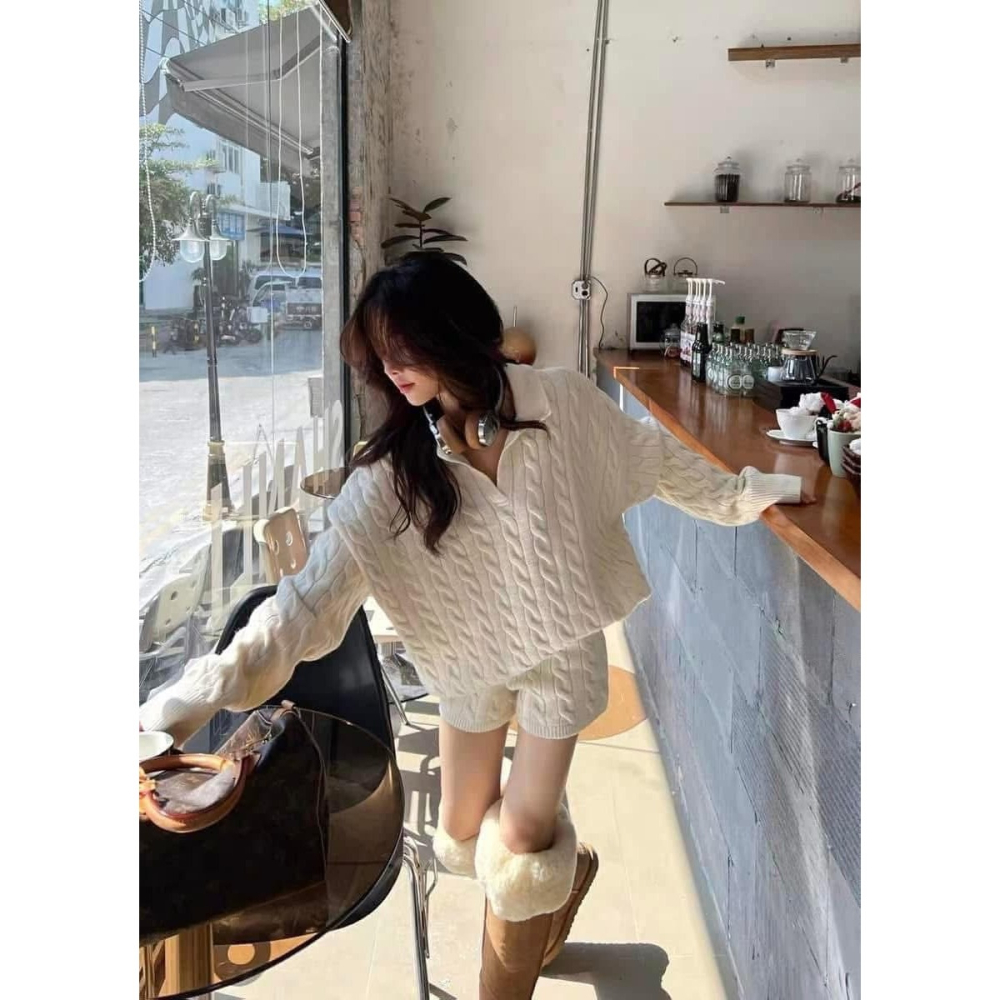 ✈️預購-麻花織感毛衣短褲套裝~12.25-細節圖4