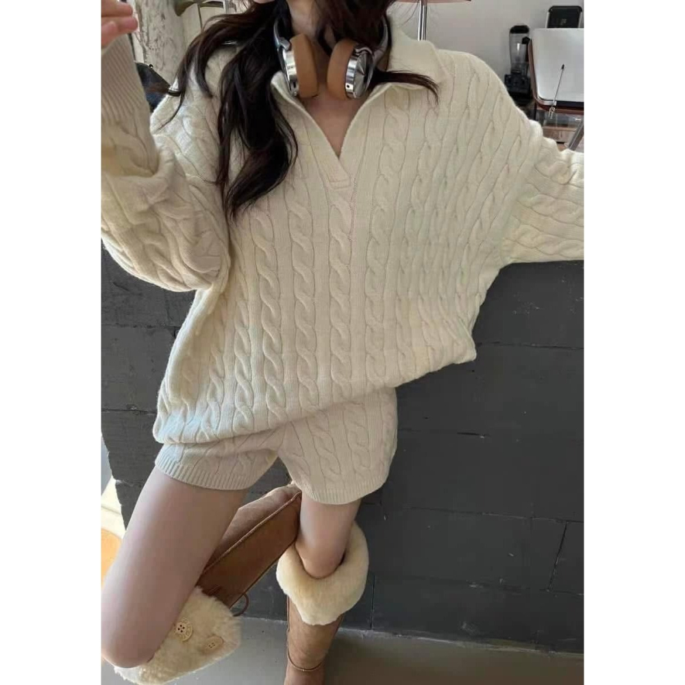 ✈️預購-麻花織感毛衣短褲套裝~12.25-細節圖7